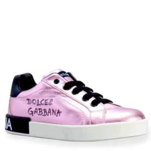 Dolce&Gabbana metallic logo sneakers in leather